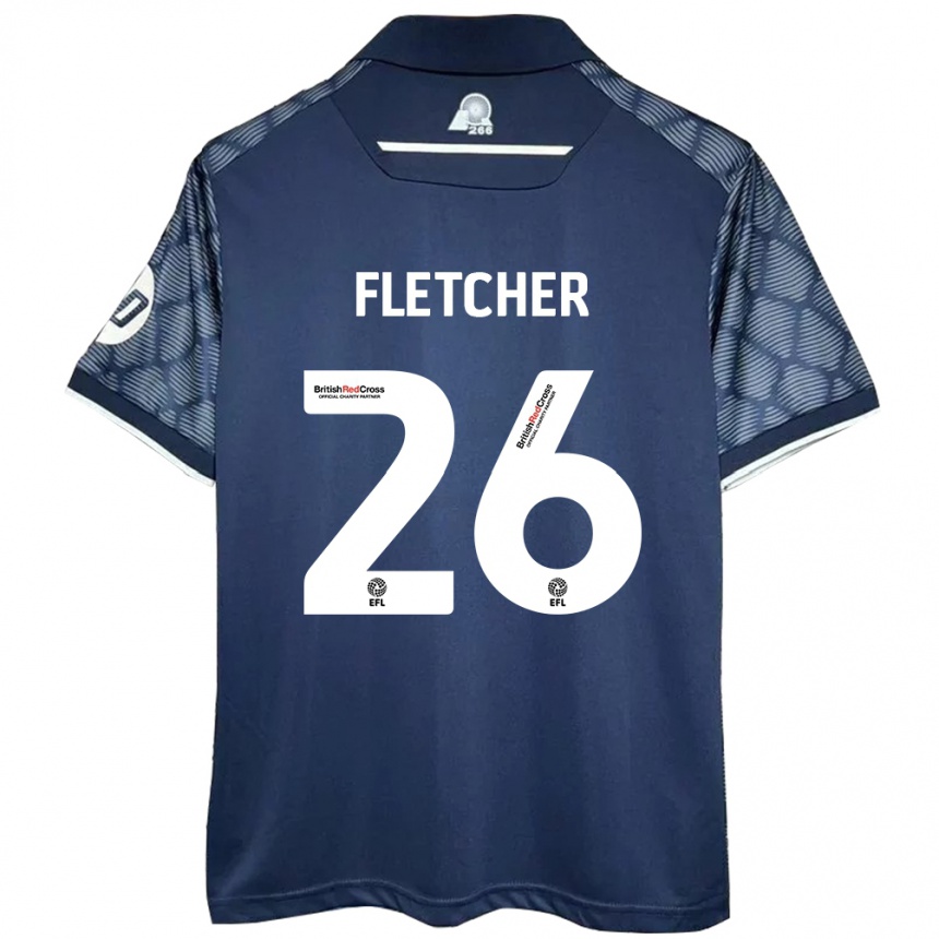 Kids Football Steven Fletcher #26 Black Away Jersey 2024/25 T-Shirt Uk