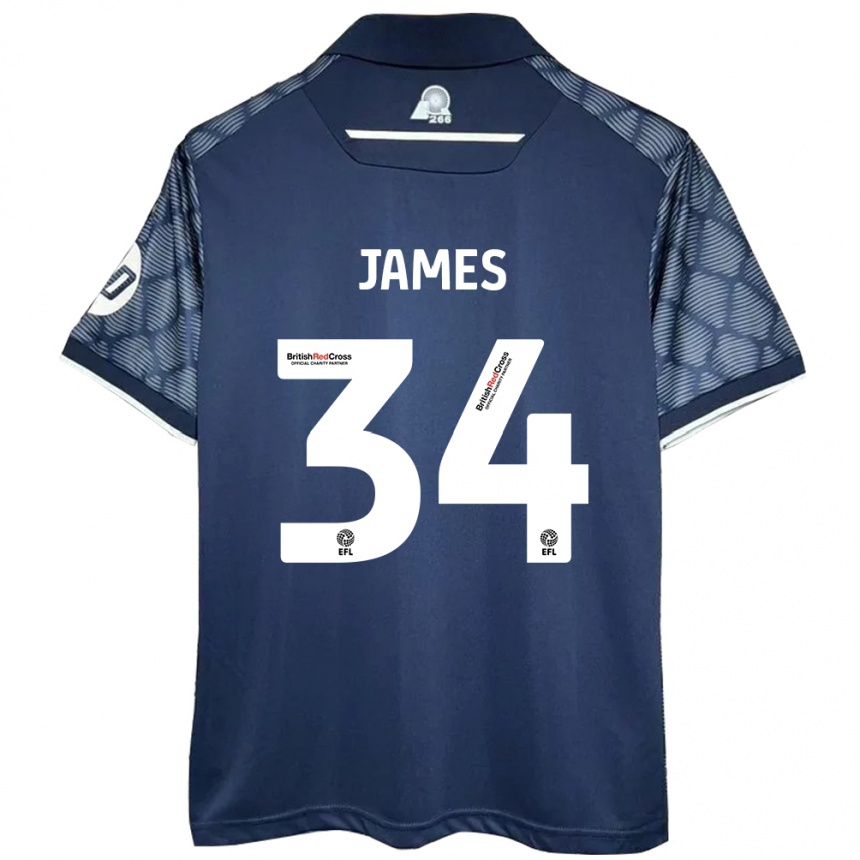 Kids Football Aaron James #34 Black Away Jersey 2024/25 T-Shirt Uk