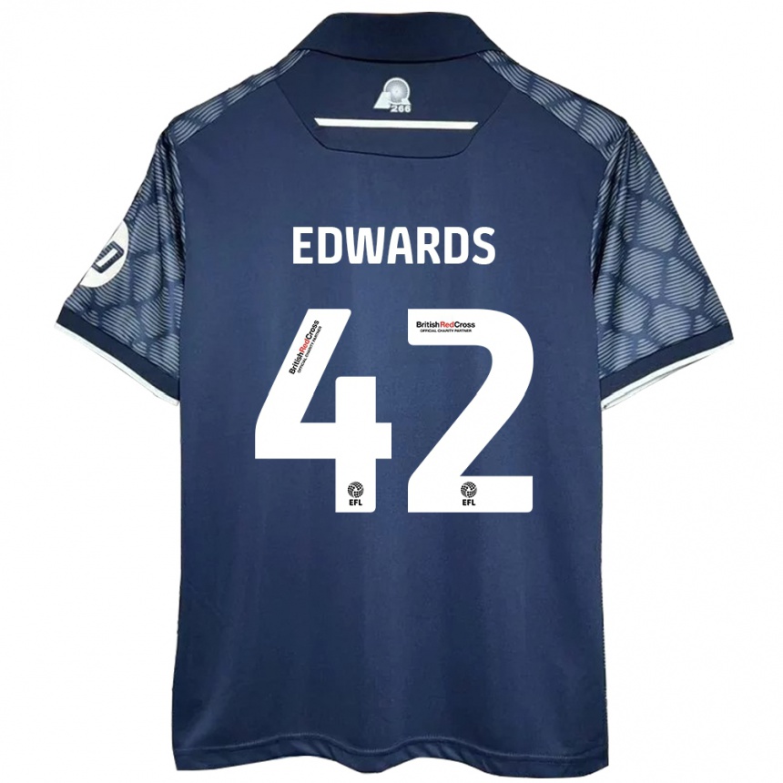 Kids Football Callum Edwards #42 Black Away Jersey 2024/25 T-Shirt Uk