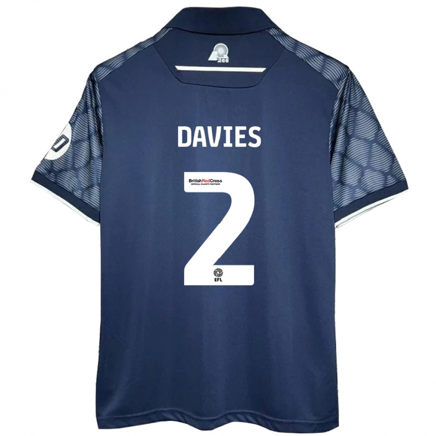 Kids Football Phoebe Davies #2 Black Away Jersey 2024/25 T-Shirt Uk