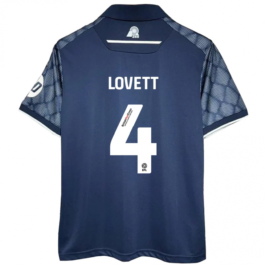 Kids Football Erin Lovett #4 Black Away Jersey 2024/25 T-Shirt Uk