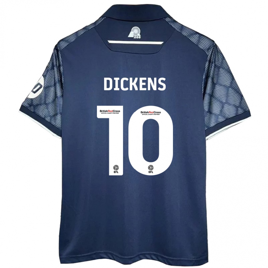 Kids Football Tj Dickens #10 Black Away Jersey 2024/25 T-Shirt Uk