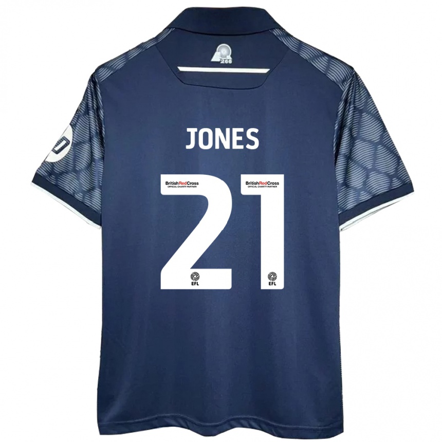 Kids Football Lili Jones #21 Black Away Jersey 2024/25 T-Shirt Uk