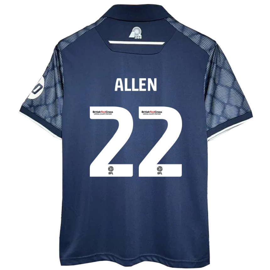 Kids Football Keren Allen #22 Black Away Jersey 2024/25 T-Shirt Uk