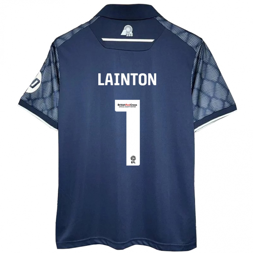 Kids Football Rob Lainton #1 Black Away Jersey 2024/25 T-Shirt Uk