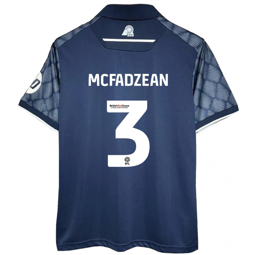 Kids Football Callum Mcfadzean #3 Black Away Jersey 2024/25 T-Shirt Uk