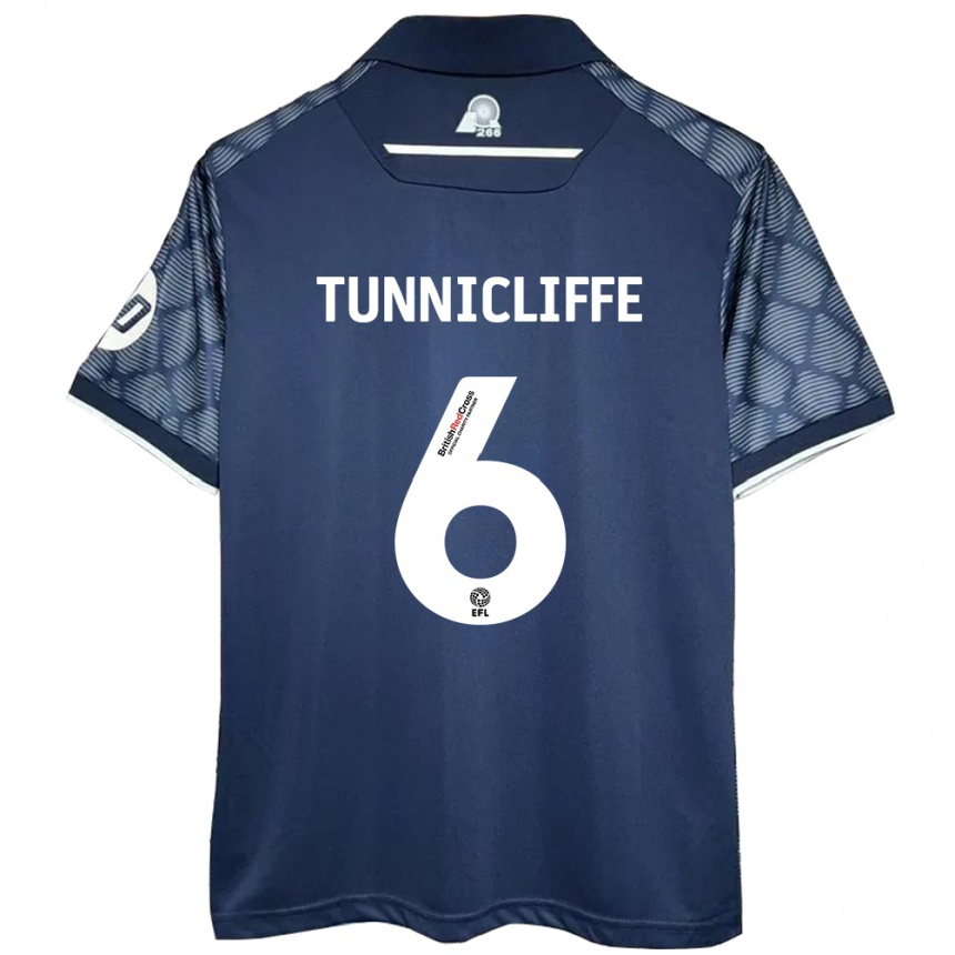 Kids Football Jordan Tunnicliffe #6 Black Away Jersey 2024/25 T-Shirt Uk