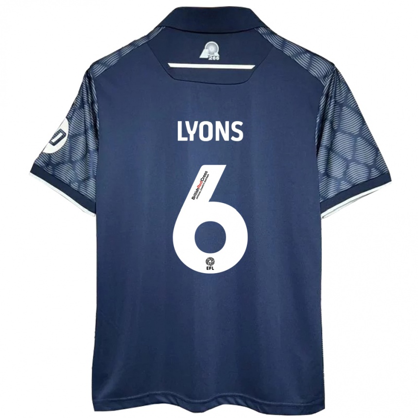 Kids Football Lauryn Lyons #6 Black Away Jersey 2024/25 T-Shirt Uk