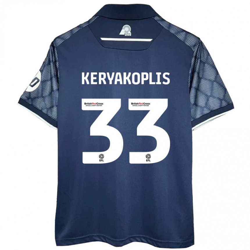 Kids Football Hannah Keryakoplis #33 Black Away Jersey 2024/25 T-Shirt Uk