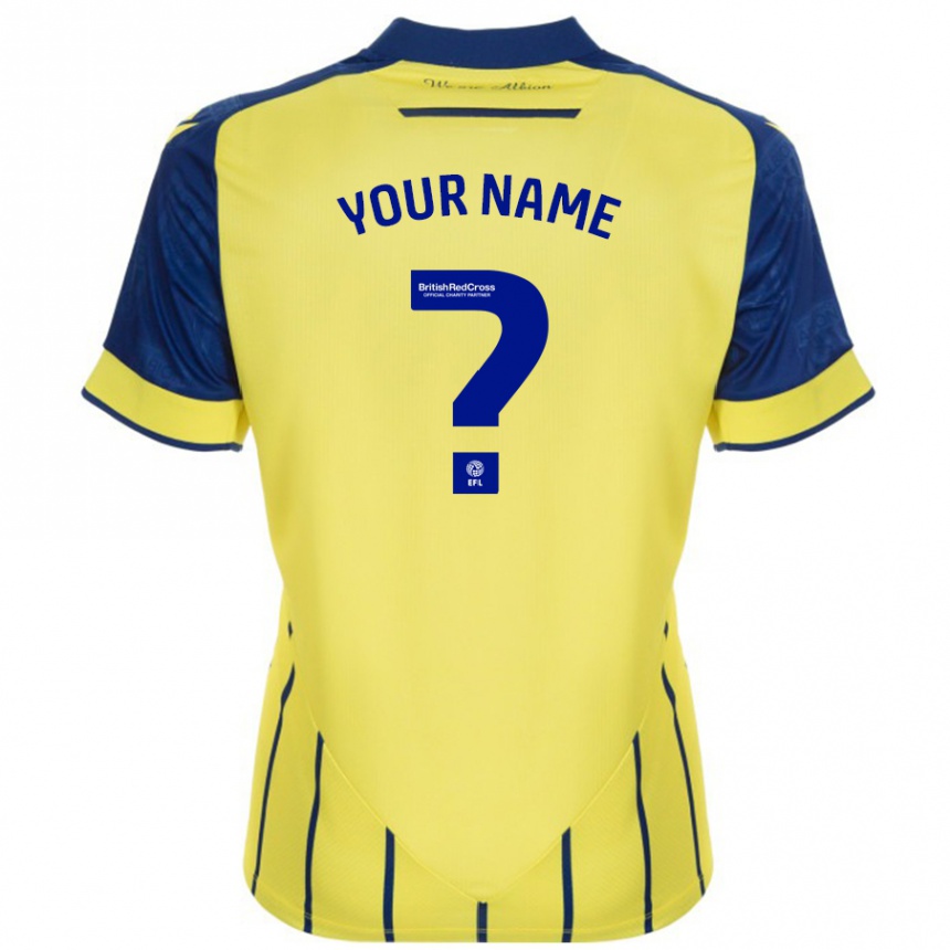 Kids Football Your Name #0 Yellow Blue Away Jersey 2024/25 T-Shirt Uk