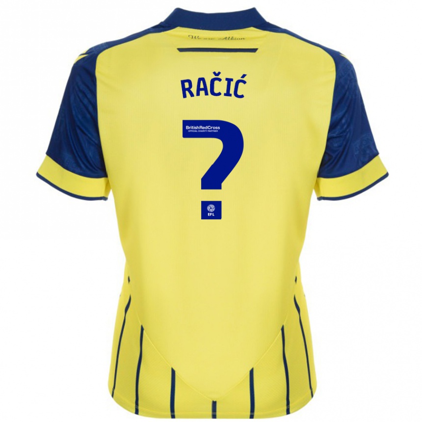 Kids Football Uroš Račić #0 Yellow Blue Away Jersey 2024/25 T-Shirt Uk