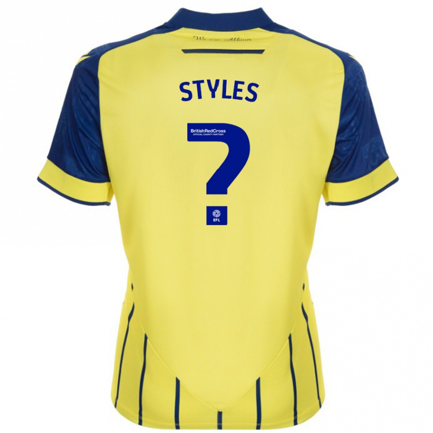 Kids Football Callum Styles #0 Yellow Blue Away Jersey 2024/25 T-Shirt Uk