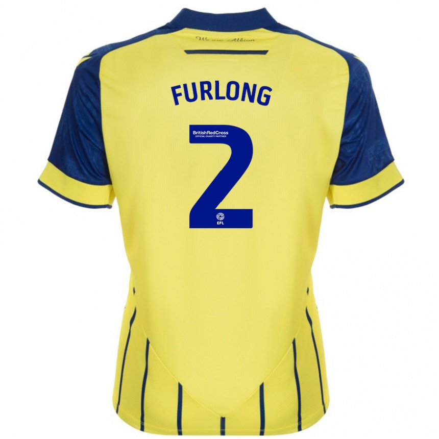 Kids Football Darnell Furlong #2 Yellow Blue Away Jersey 2024/25 T-Shirt Uk