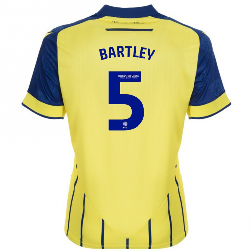 Kids Football Kyle Bartley #5 Yellow Blue Away Jersey 2024/25 T-Shirt Uk