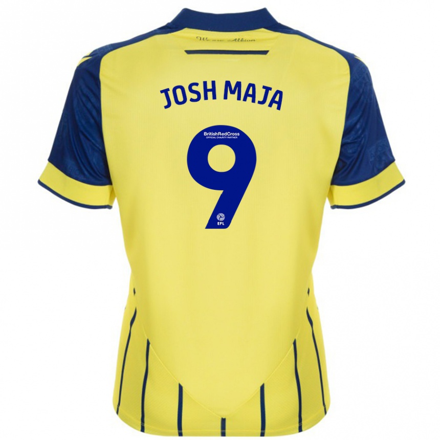 Kids Football Josh Maja #9 Yellow Blue Away Jersey 2024/25 T-Shirt Uk