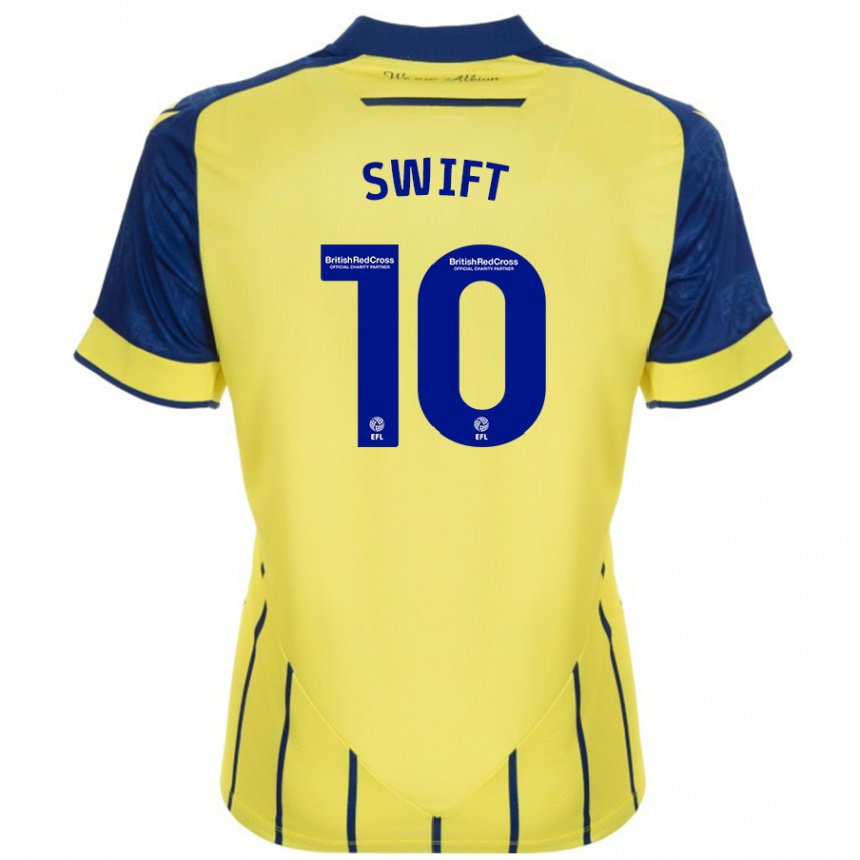 Kids Football John Swift #10 Yellow Blue Away Jersey 2024/25 T-Shirt Uk