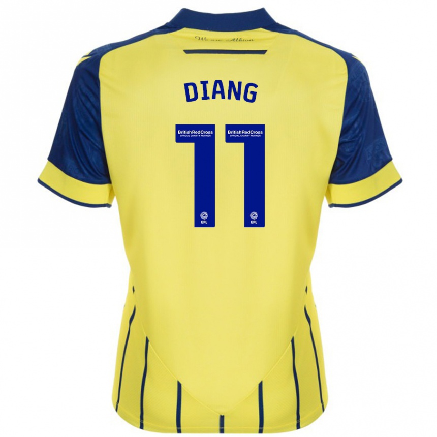 Kids Football Grady Diangana #11 Yellow Blue Away Jersey 2024/25 T-Shirt Uk