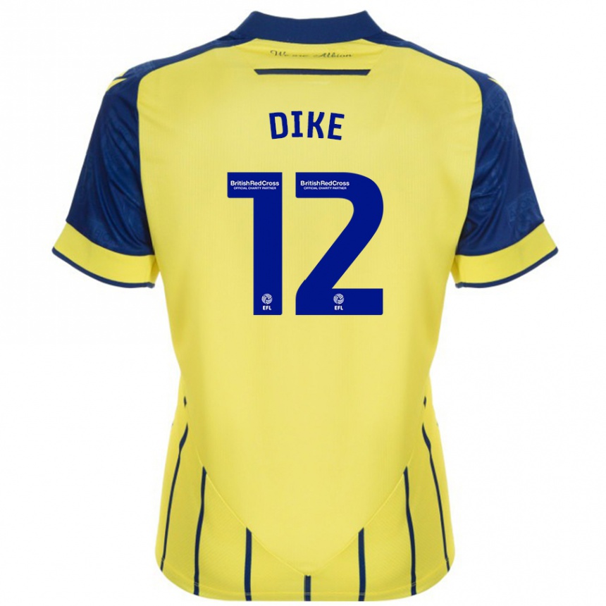 Kids Football Daryl Dike #12 Yellow Blue Away Jersey 2024/25 T-Shirt Uk