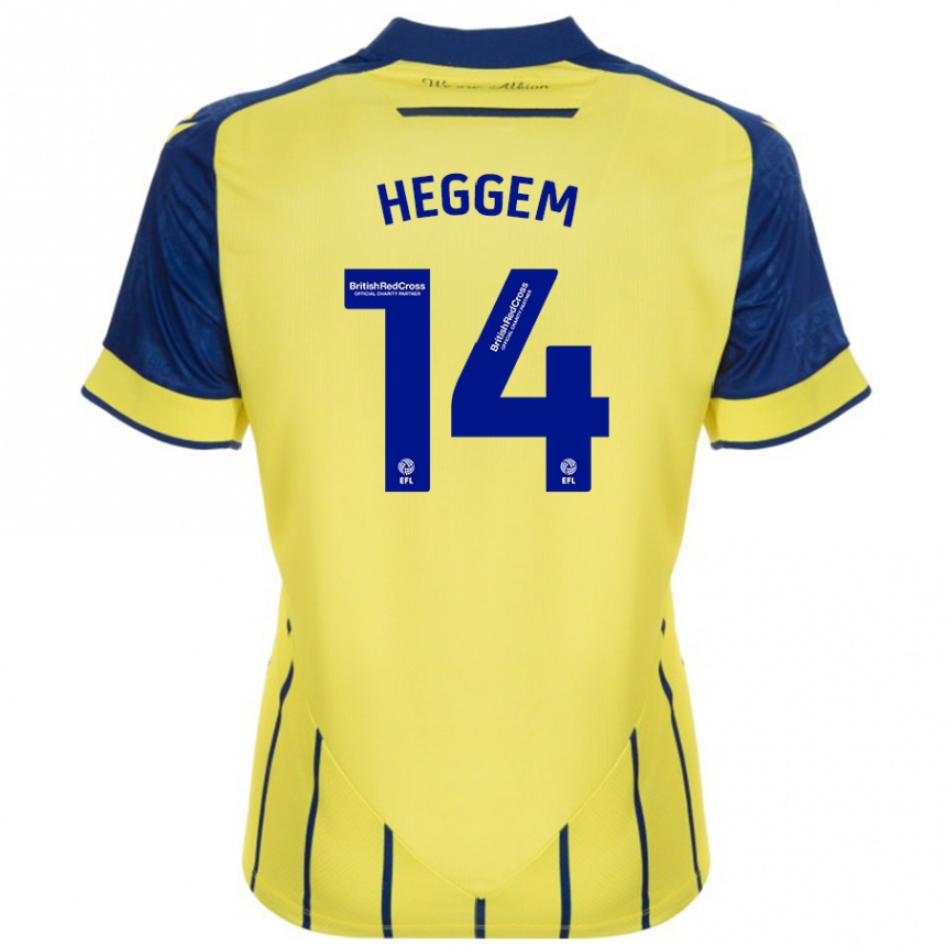 Kids Football Torbjørn Heggem #14 Yellow Blue Away Jersey 2024/25 T-Shirt Uk