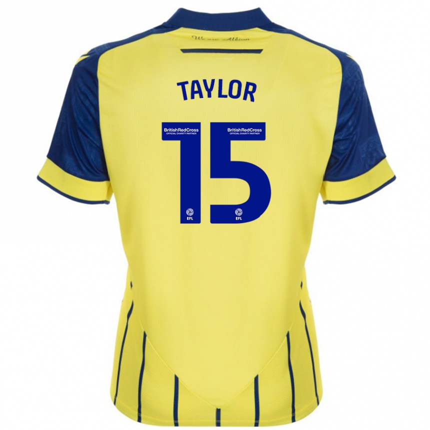 Kids Football Caleb Taylor #15 Yellow Blue Away Jersey 2024/25 T-Shirt Uk