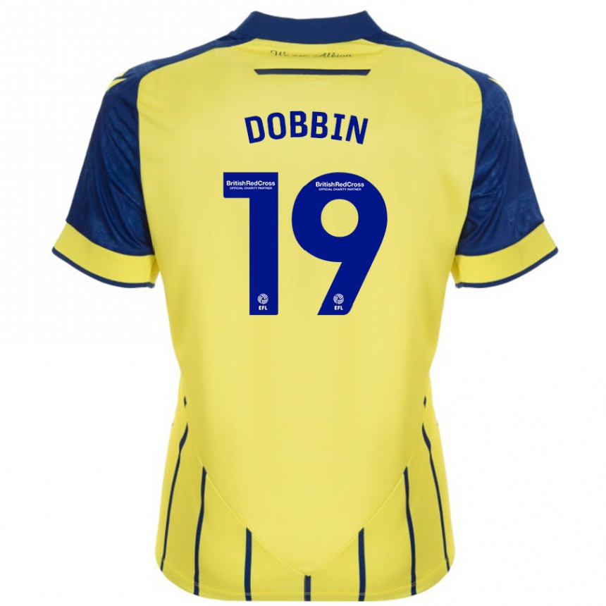 Kids Football Lewis Dobbin #19 Yellow Blue Away Jersey 2024/25 T-Shirt Uk