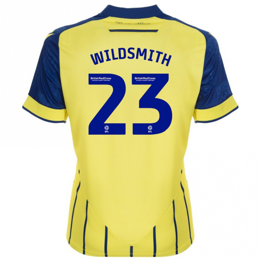 Kids Football Joe Wildsmith #23 Yellow Blue Away Jersey 2024/25 T-Shirt Uk