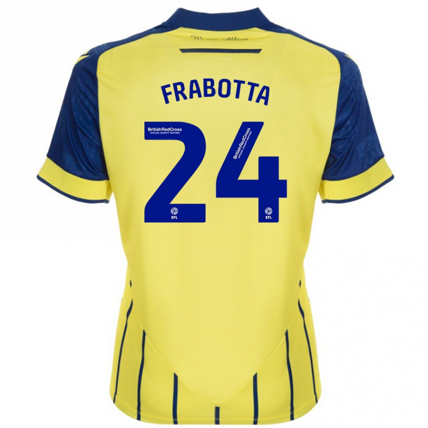 Kids Football Gianluca Frabotta #24 Yellow Blue Away Jersey 2024/25 T-Shirt Uk