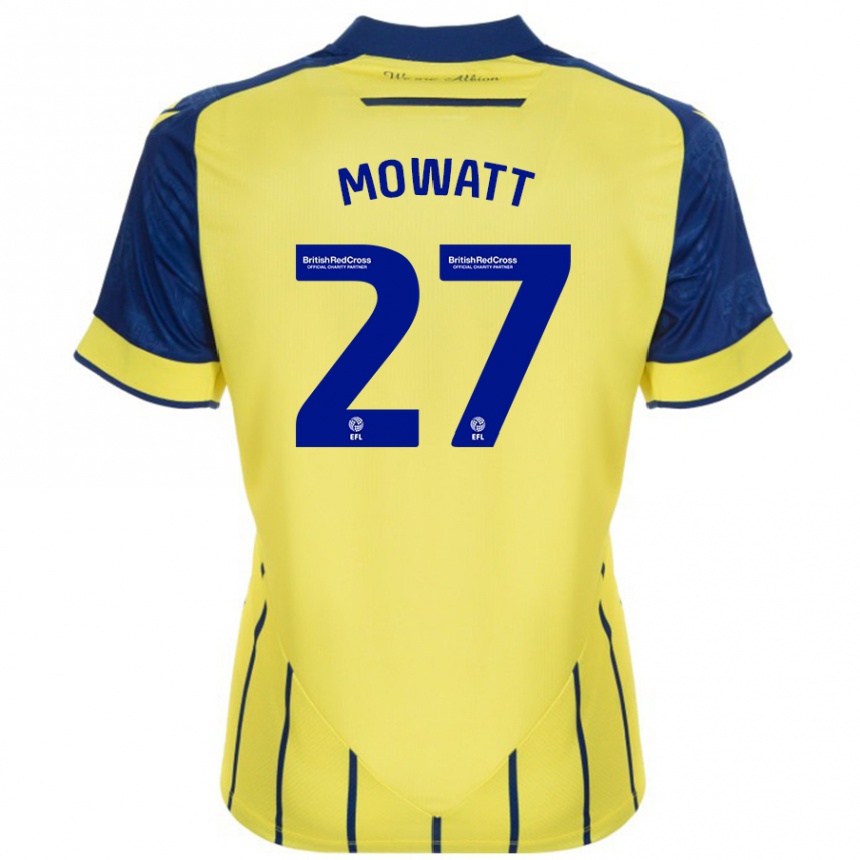 Kids Football Alex Mowatt #27 Yellow Blue Away Jersey 2024/25 T-Shirt Uk