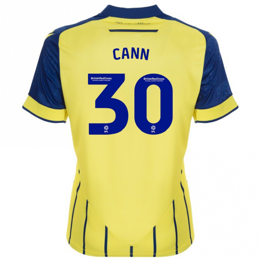 Kids Football Ted Cann #30 Yellow Blue Away Jersey 2024/25 T-Shirt Uk