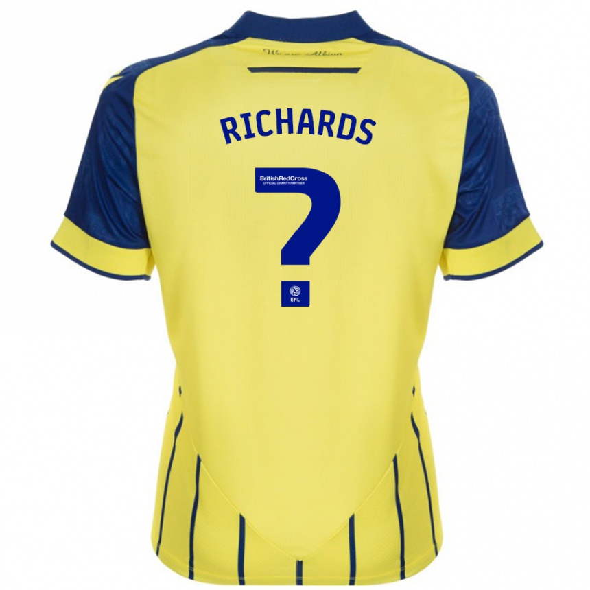 Kids Football Matt Richards #0 Yellow Blue Away Jersey 2024/25 T-Shirt Uk