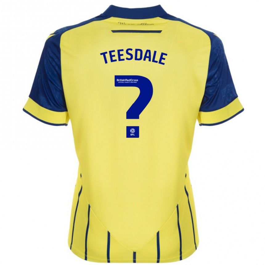 Kids Football Finn Teesdale #0 Yellow Blue Away Jersey 2024/25 T-Shirt Uk