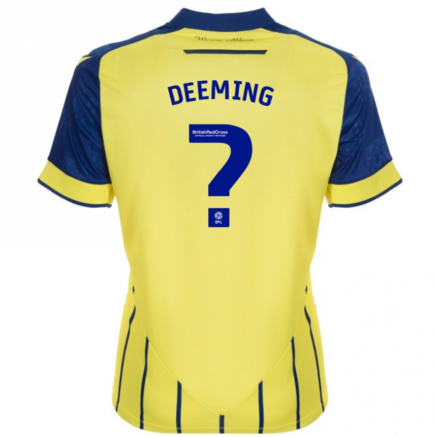 Kids Football Cole Deeming #0 Yellow Blue Away Jersey 2024/25 T-Shirt Uk