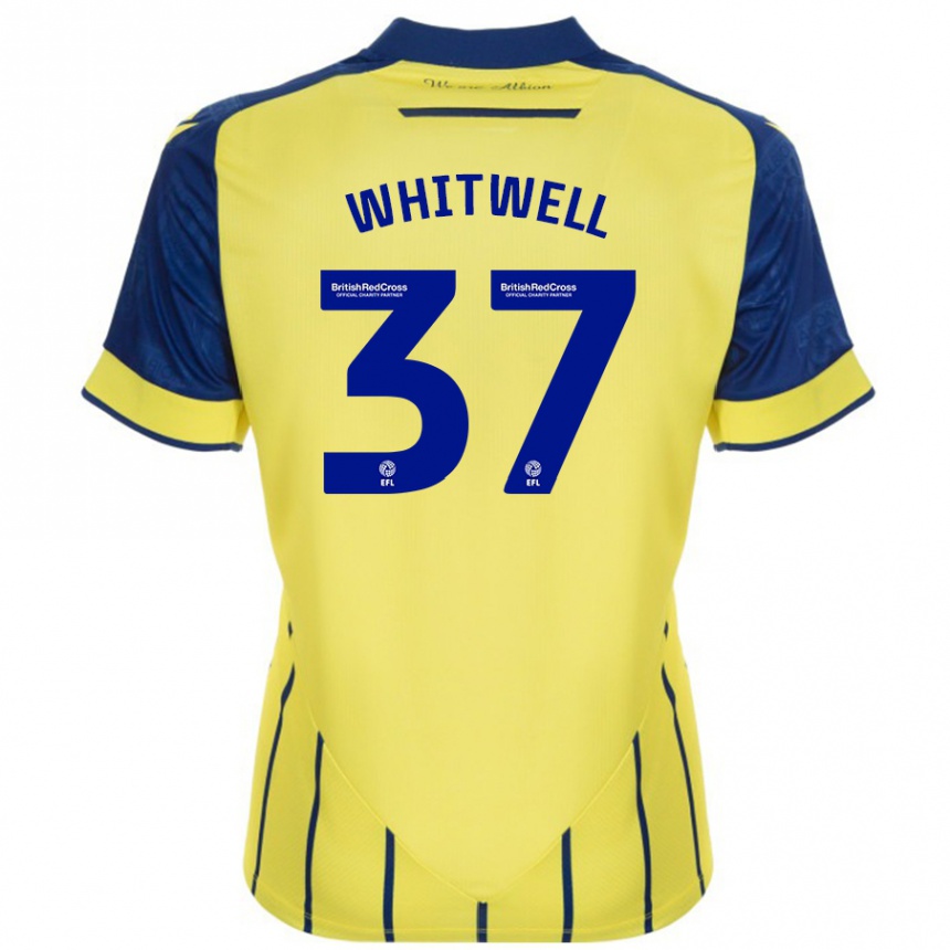 Kids Football Harry Whitwell #37 Yellow Blue Away Jersey 2024/25 T-Shirt Uk