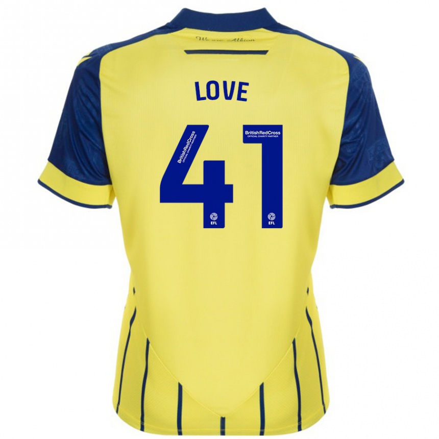 Kids Football Layton Love #41 Yellow Blue Away Jersey 2024/25 T-Shirt Uk