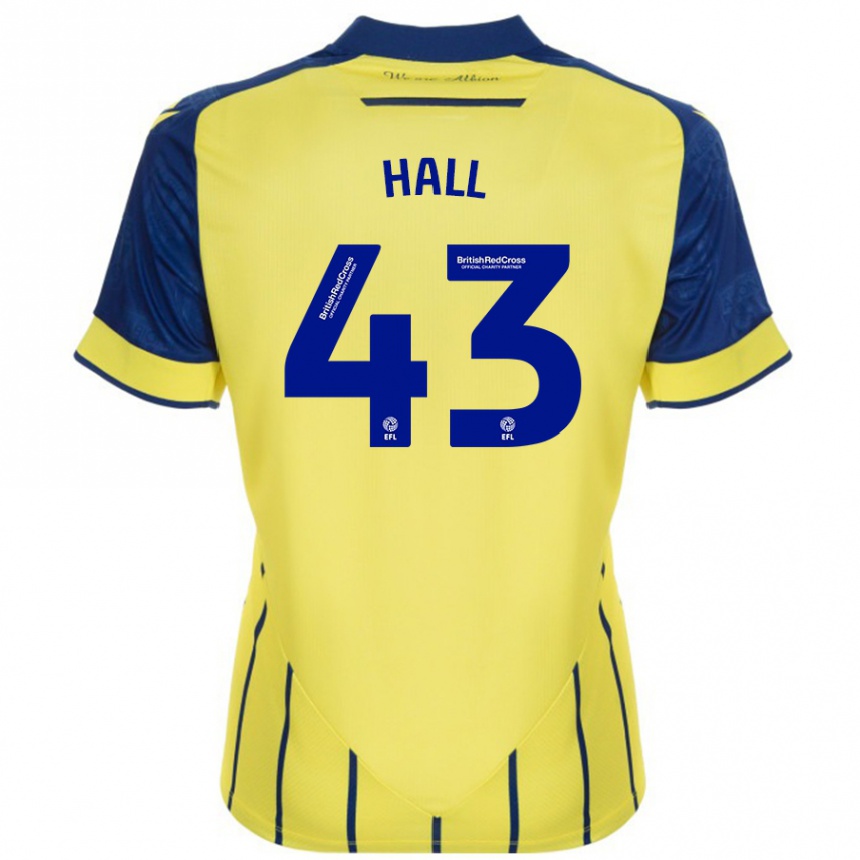 Kids Football Reece Hall #43 Yellow Blue Away Jersey 2024/25 T-Shirt Uk