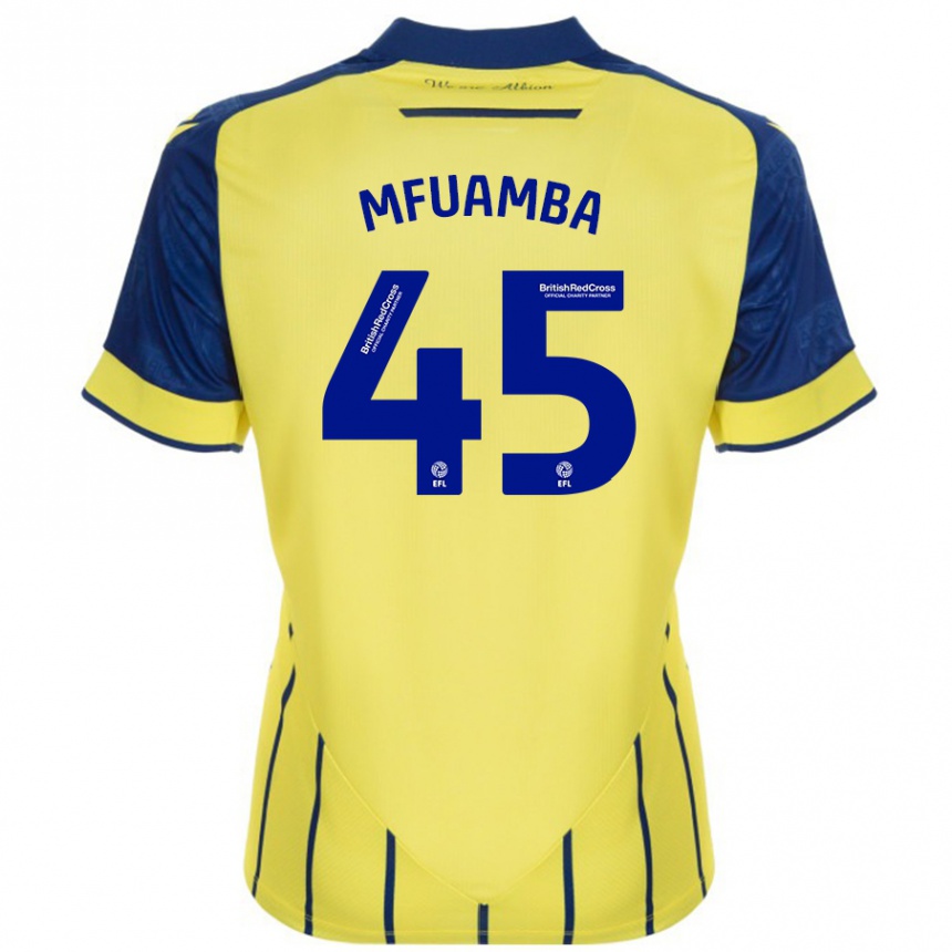 Kids Football Kevin Mfuamba #45 Yellow Blue Away Jersey 2024/25 T-Shirt Uk