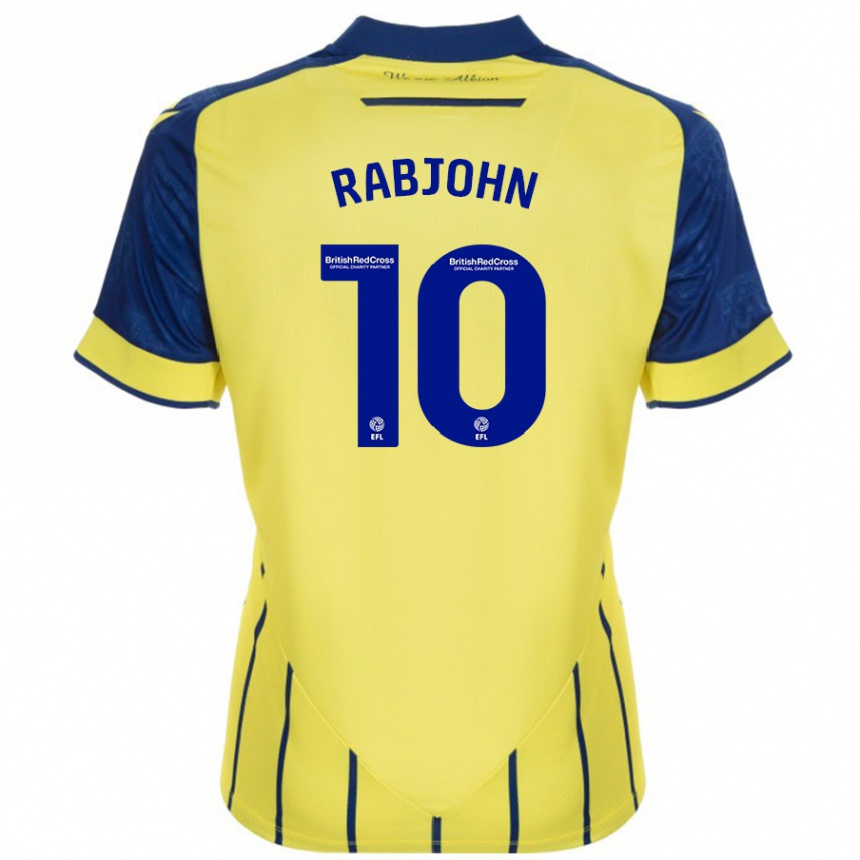 Kids Football Olivia Rabjohn #10 Yellow Blue Away Jersey 2024/25 T-Shirt Uk