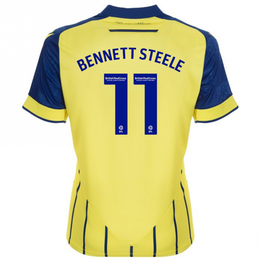 Kids Football Lizzie Bennett-Steele #11 Yellow Blue Away Jersey 2024/25 T-Shirt Uk