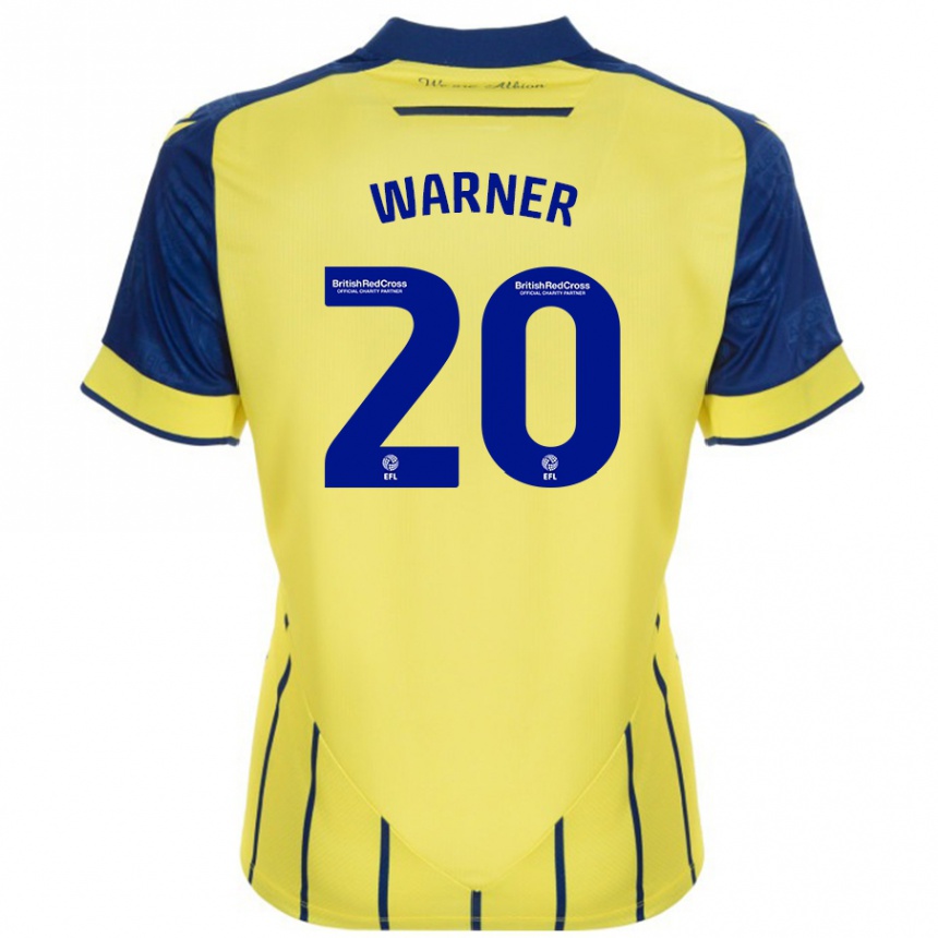 Kids Football Phoebe Warner #20 Yellow Blue Away Jersey 2024/25 T-Shirt Uk