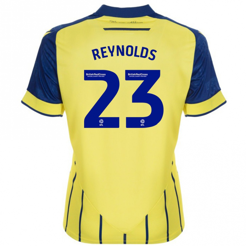 Kids Football Taylor Reynolds #23 Yellow Blue Away Jersey 2024/25 T-Shirt Uk