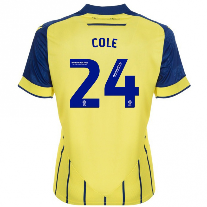 Kids Football Delphi Cole #24 Yellow Blue Away Jersey 2024/25 T-Shirt Uk