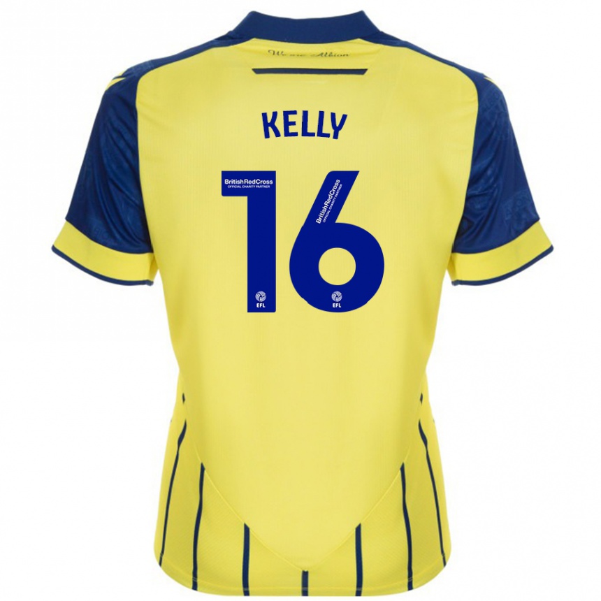 Kids Football Martin Kelly #16 Yellow Blue Away Jersey 2024/25 T-Shirt Uk