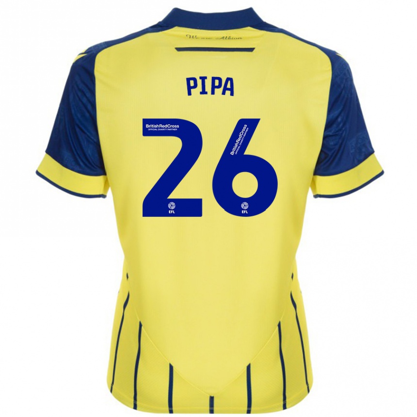 Kids Football Pipa #26 Yellow Blue Away Jersey 2024/25 T-Shirt Uk