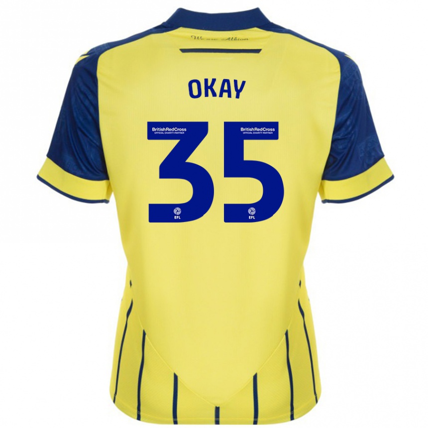 Kids Football Okay Yokuşlu #35 Yellow Blue Away Jersey 2024/25 T-Shirt Uk