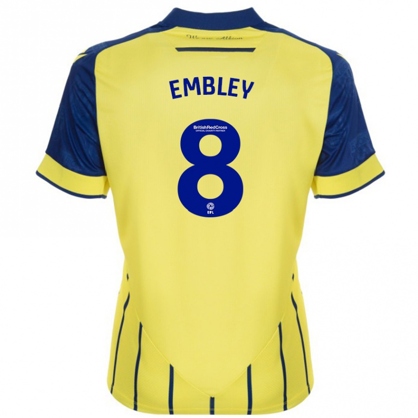 Kids Football Rosie Embley #8 Yellow Blue Away Jersey 2024/25 T-Shirt Uk