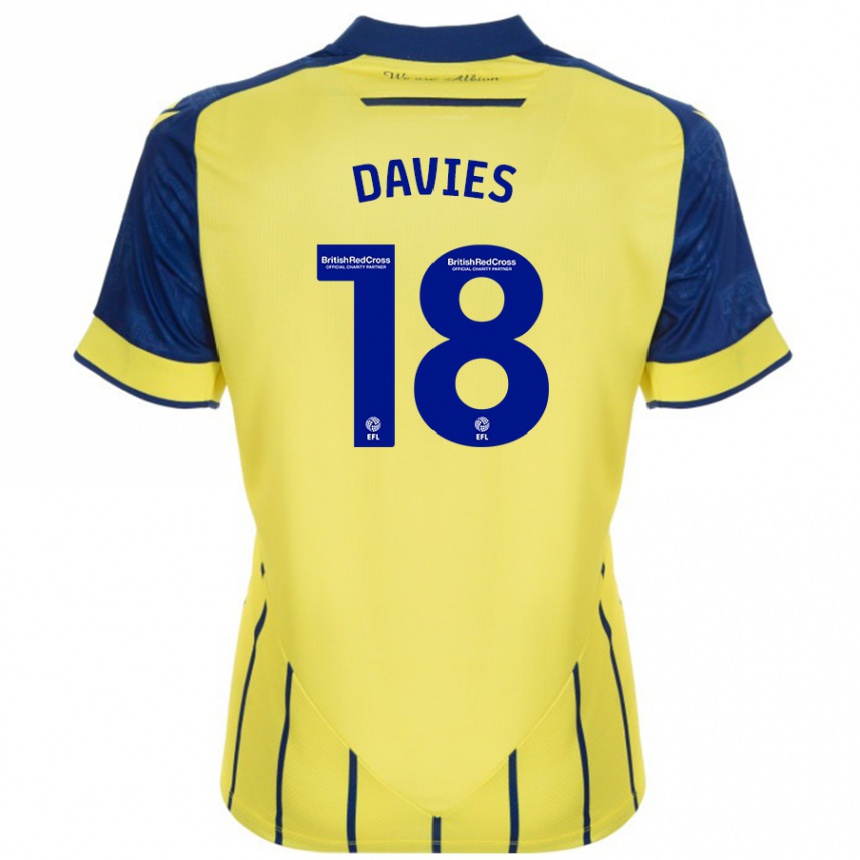 Kids Football Jessica Davies #18 Yellow Blue Away Jersey 2024/25 T-Shirt Uk