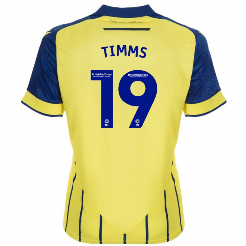 Kids Football Maria Timms #19 Yellow Blue Away Jersey 2024/25 T-Shirt Uk