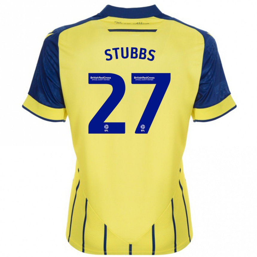 Kids Football Olivia Stubbs #27 Yellow Blue Away Jersey 2024/25 T-Shirt Uk