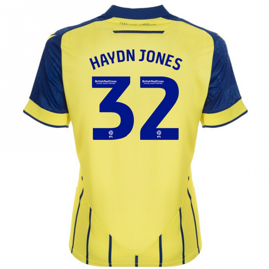 Kids Football Mackenzie Haydn-Jones #32 Yellow Blue Away Jersey 2024/25 T-Shirt Uk