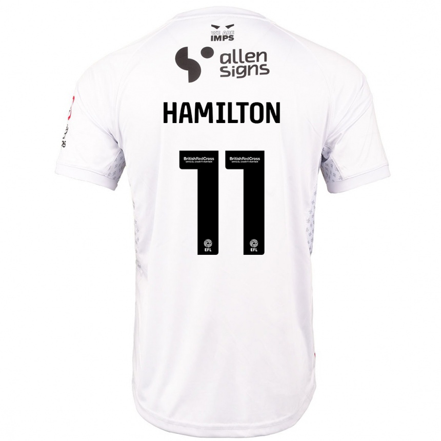 Kids Football Ethan Hamilton #11 Red White Away Jersey 2024/25 T-Shirt Uk